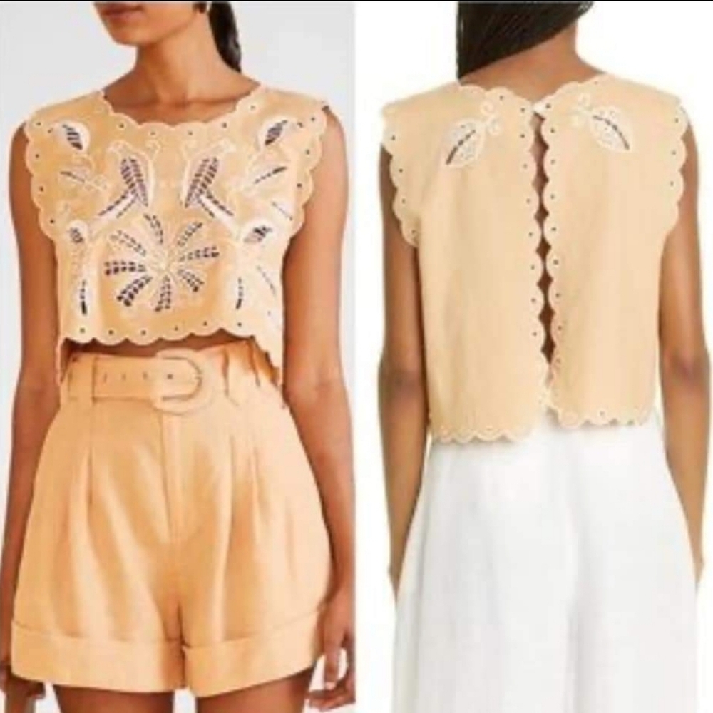 FARM RIO Sand RichelieuSleeveless CropTop